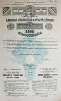 Magyar Leszmtol- s Pnzvltbank zloglevl 2000 korona