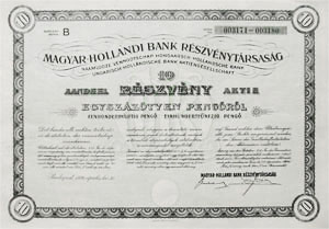 Magyar-Hollandi Bank Rszvnytrsasg rszvny 150 peng 1926