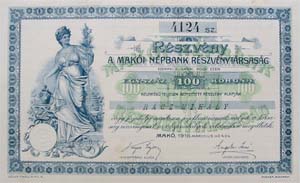 Maki Npbank Rszvnytrsasg rszvny 100 korona 1916