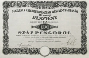 Marcali Takarkpnztr Rszvnytrsasg rszvny 100 peng 1927