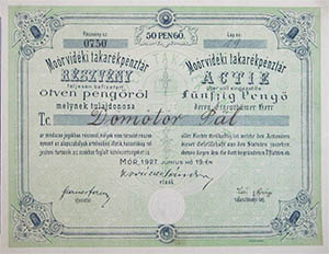 Morvidki Takarkpnztr rszvny 50 peng 1927 Mr