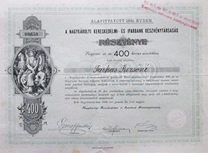 Nagykrolyi Kereskedelmi- s Iparbank Rszvnytrsasg 400 korona 1896