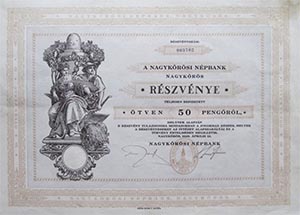 Nagykrsi Npbank rszvny 50 peng 1926 Nagykrs
