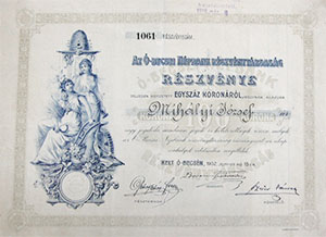 becsei Npbank Rszvnytrsasg rszvny 100 korona 1902 becse