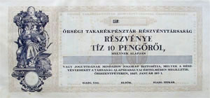 rsgi Takarkpnztr Rszvnytrsasg rszvny 10 peng 1927 riszentpter