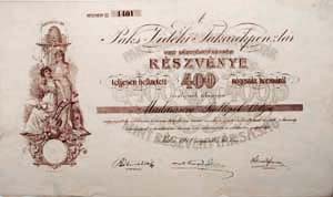 Paks-Vidki Takarkpnztr Rszvnytrsasg rszvny 400 korona 1911