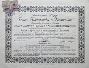 Pesti Magyar Kereskedelmi Bank elismervny 5x 1910
