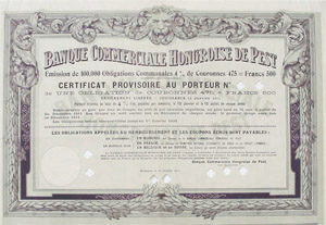 Pesti Magyar Kereskedelmi Bank ktvny 500 frank 1911