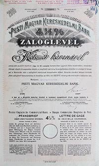 Pesti Magyar Kereskedelmi Bank zloglevl 2000 korona 1918