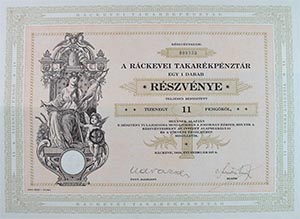 Rckevei Takarkpnztr Rszvnytrsasg rszvny 11 peng 1928