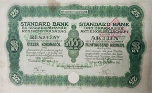 Standard Bank s Takarkpnztr Rszvnytrsasg rszvny 5000 korona 1922