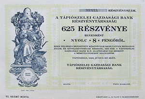 Tpiszelei Gazdasgi Bank Rszvnytrsasg 625x8 peng 1926