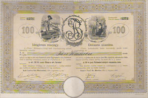 Ttra Felsmagyarorszgi Bank Rszvnytrsasg rszjegy 50 forint 1886