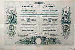 Temeskovcsi Npbank Rszvnytrsasg rszvny 50 korona 1912