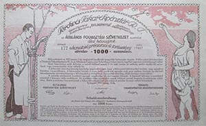 Trekvs Takarkpnztr Rszvnytrsasg kamatoz ktvny 1000 korona 1923