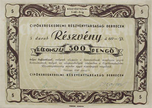 Cipkereskedelmi Rszvnytrsasg Debrecen  300 peng 1941