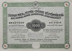 Lichtmann Miksa s Testvre Cipipari Rszvnytrsasg rszvny 50000 korona 1923