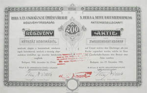 Rella N. s Unokaccse ptsi Vllalat 200 korona 1916