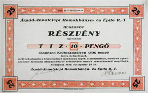 rpd-Annatelepi Homokbnya s pt Rszvnytrsasg rszvny 25x10 250 peng 1926
