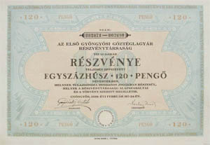 Els Gyngysi Gztglagyr Rszvnytrsasg 120 peng 1929