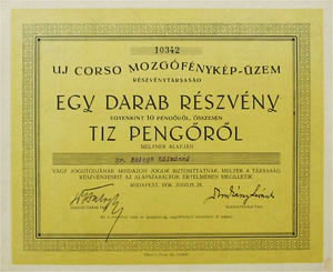 Uj Corso Mozgfnykp-zem Rszvnytrsasg rszvny 10 peng 1936