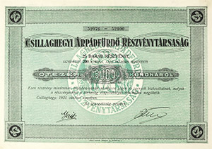 Csillaghegyi rpdfrd Rszvnytrsasg rszvny 25x200 5000 korona 1923