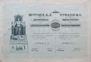 Strand Rszvnytrsasg Novi Sad rszvny 200 korona 1920