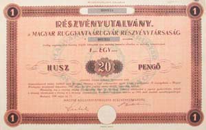 Magyar Ruggyantarugyr Rszvnytrsasg rszvnyutalvny 20 peng 1946