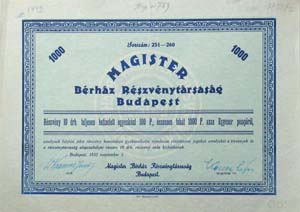 Magister Brhz Rszvnytrsasg rszvny 10x100 1000 peng 1932