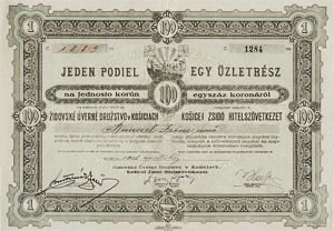 Kassai (Kosicei) Zsid Hitelszvetkezet 100 korona 1926