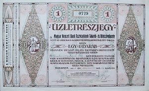 Magyar Nemzeti Bank Tisztviselinek Takark- s  Hitelszvetkezete zletrszjegy 40 peng 1928