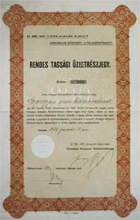 Orszgos Kzponti Hitelszvetkezet rendes tagsgi zletrszjegy 200 korona 1920
