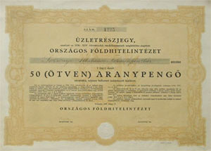 Orszgos Fldhitelintzet zletrszjegy 50 aranypeng 1936