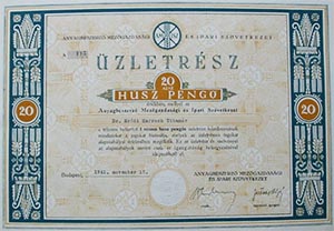 Anyagbeszerz Mezgazdasgi s Ipari Szvetkezet zletrsz 20 peng 1941