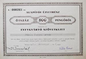Enyvgyrt Szvetkezet alapti zletrsz 500 peng 1941