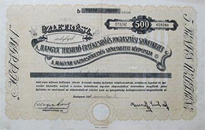 Hangya Termel, rtkest s Fogyasztsi Szvetkezet zletrsz 500 korona 1922