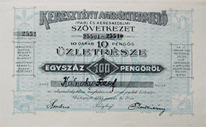 Keresztny Agrrtermel Ipari s Kereskedelmi Szvetkezet zetrsz 10x10 100 peng 1944