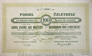 Koronabank mint Szvetkezet zletrsz 100 csehszlovk korona 1933 Kassa