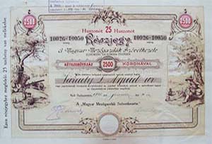 Magyar Mezgazdk Szvetkezete rszjegy 25x100 2500 korona 1920