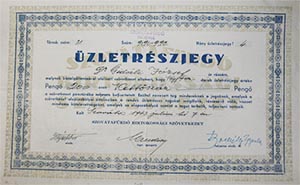 Szovtafrd Birtokossgi Szvetkezet zletrszjegy 200 peng 1943 Szovta