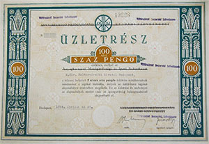 Vizitrsulatok Beszerzsi Szvetkezete zletrsz 100 peng 1944
