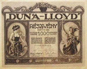 Duna-Lloyd Rszvnytrsasg rszvny 1000 korona 1922