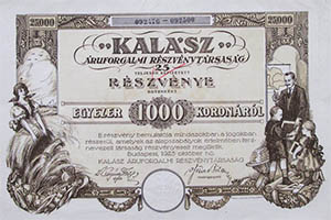 Kalsz ruforgalmi Rszvnytrsasg rszvny 25x1000 korona 1925