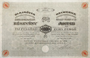 Olajmvek Rszvnytrsasg Kohn Adolf s Trsa 10 peng 1926