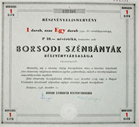 Borsodi Sznbnyk Rszvnytrsasg rszvnyelismervny 10 peng 1946