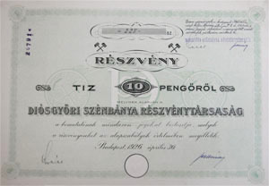 Disgyri Sznbnya Rszvnytrsasg rszvny 10 peng 1926