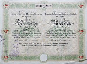 Felsmagyarorszgi Bnya- s Kohm Rszvnytrsasg 250 peng 1926