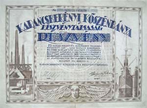 Karancsbernyi Ksznbnya Rszvnytrsasg rszvny 25x1000 25000 korona 1923