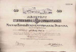 Magyar Bnya Rszvnytrsasg Dobsina 400 korona 1908