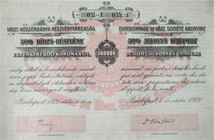 Vczi Ksznbnya Rszvnytrsasg trzsrszvny 500x200 100000 korona 1921 Vc